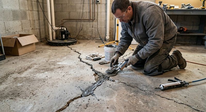 Cracked Basement Floor Repair in Collingswood, NJ